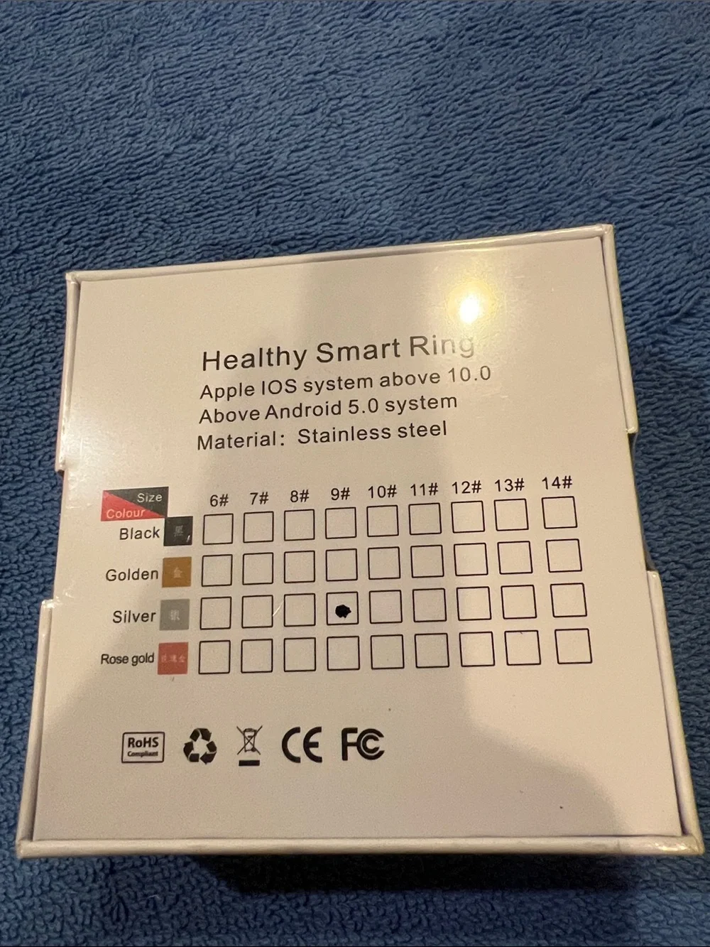 Smart Ring Health Tracker - Silver Size 9